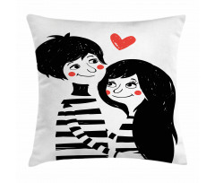 Romantic Young Couple Pillow Cover