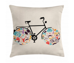 Bike with Retro Pillow Cover