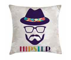 Man Hat Glasses Beard Pillow Cover