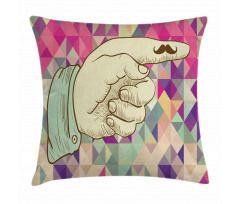 Human Hand Mustache Pillow Cover