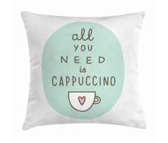 Coffee Words Heart Pillow Cover