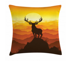 Deer Sunset Mountains Pillow Cover