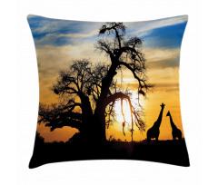 Giraffes Baobab Tree Pillow Cover