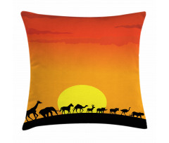 Animals Sun Silhouette Pillow Cover