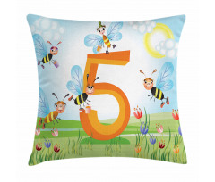 Happy Bees Making Honey Pillow Cover