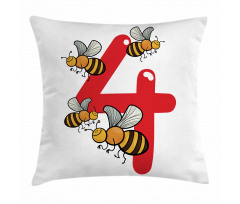 4 Hardworking Bees Pillow Cover