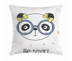 Doodle Panda Girl Glasses Pillow Cover