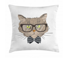 Urban Style Hipster Cat Pillow Cover