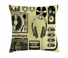 Turntable Headphones Pillow Cover