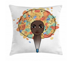 Woman with Luxuriant Hair Pillow Cover
