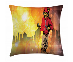 Rap Music City Skyline Pillow Cover