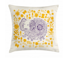 Floral Elephant Pillow Cover