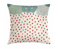 Hearts Raindrops Clouds Pillow Cover
