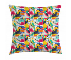 Toucan and Flamingos Pillow Cover