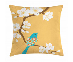 Birds on Cherry Blossom Pillow Cover