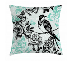Mockingbird on Rose Tree Pillow Cover