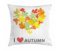 Maple Leaves with Heart Pillow Cover