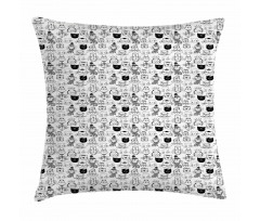 Comic Doodle Cats Hipster Pillow Cover