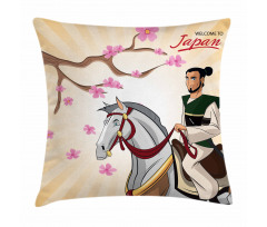 Medieval Man on a Horse Pillow Cover