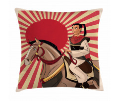 Japanese Man Horse Pillow Cover