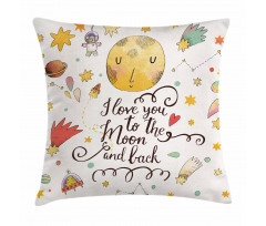 Moon and Back Slogan Pillow Cover