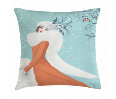 Lady in Red Coat Pillow Cover