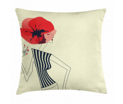 Doodle Girl Poppy Pillow Cover