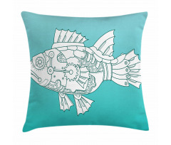 Doodle Mechanic Fish Pillow Cover