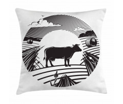 Rural Landscape Field Pillow Cover