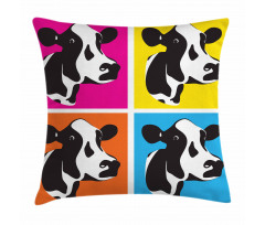 Pop Art Cow Heads Image Pillow Cover