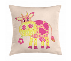 Childish Patchwork Cow Pillow Cover