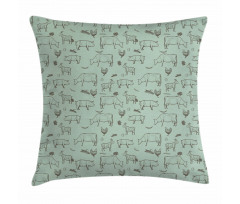 Domestic Farm Silhouette Pillow Cover