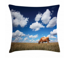 Cow Meadow Sky Clouds Pillow Cover