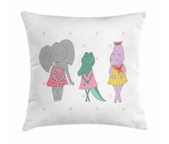 Elephant Girl Polka Dress Pillow Cover