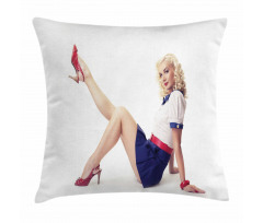 Lady in Navy Dress Pillow Cover
