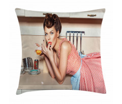 Girl Eating a Cake Pillow Cover