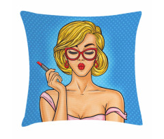 Red Cat Eyeglasses Pillow Cover