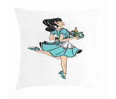 Pony Tail Waitress Pillow Cover