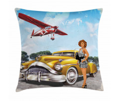 Vintage Biplane Pillow Cover