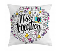 Miss Vacation Doodle Pillow Cover