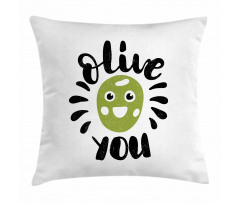 Olive You Funny Grunge Pillow Cover