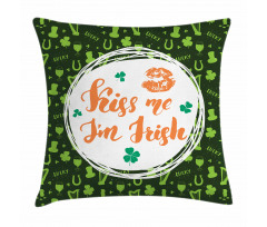 Kiss Me Im Irish Clovers Pillow Cover