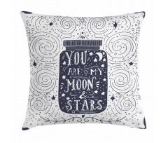 Vintage Doodle Curl Star Pillow Cover