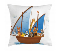 Animal Boat Sailing Ancient Pillow Cover