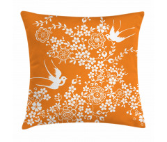 Flowers Birds Pillow Cover