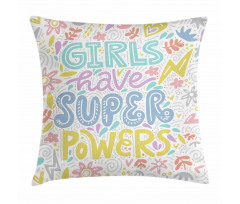 Boho Floral Girl Power Pillow Cover