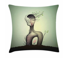 Surrealist Woman Shape Pillow Cover