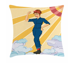 Woman Showing Fist Pillow Cover