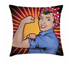 Retro Powerful Woman Pillow Cover