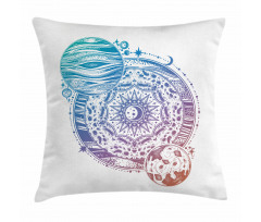 Moon and Planet Pillow Cover